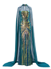 Cape Tube Top Sequin Dress Two Piece Set